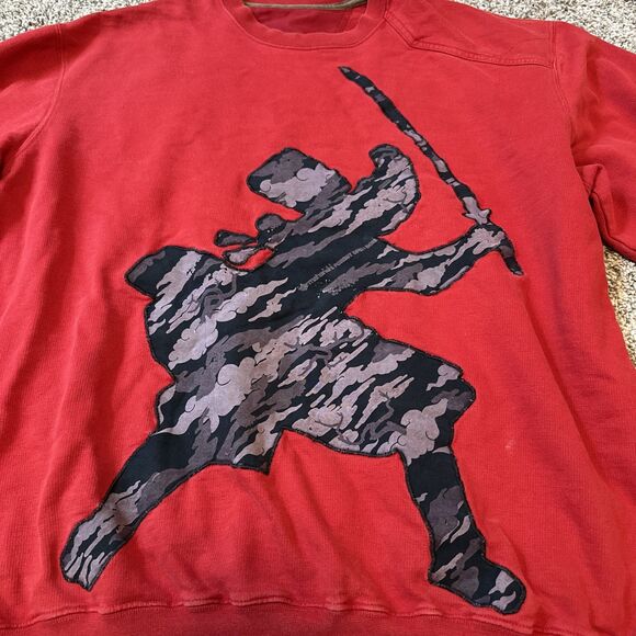 Vintage Maharishi Embroidered Samurai Crewneck Sweatshirt Red Men’s Size Large - Picture 5 of 10